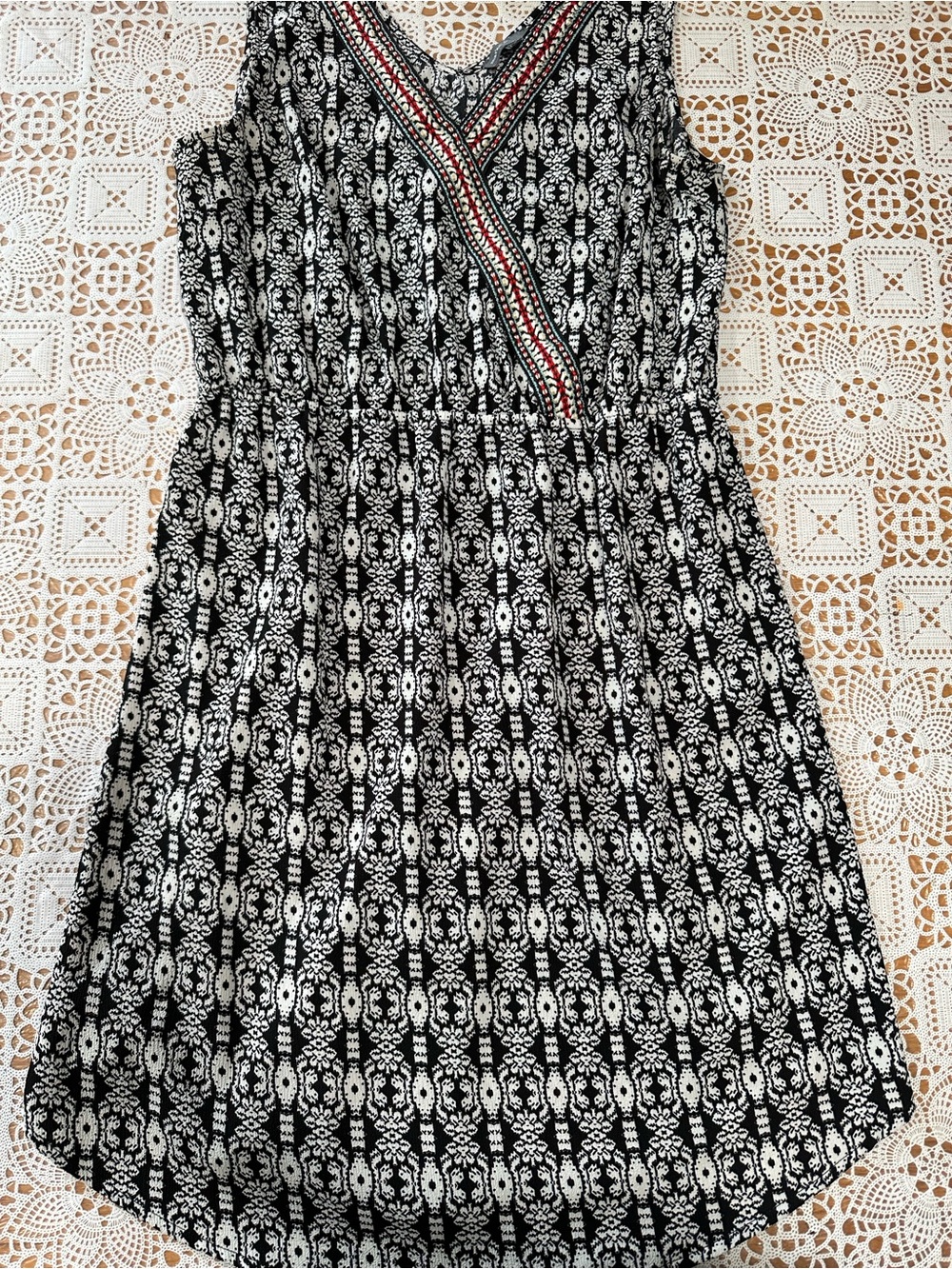 Market & Spruce Black White Boho Sleeveless Midi Dress Women’s Medium Rayon